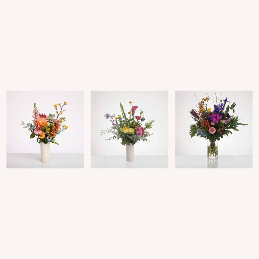 שלושה זרי פרחים קיימים של Wildflower לבחירת זר ראש השנה לפי תקציב